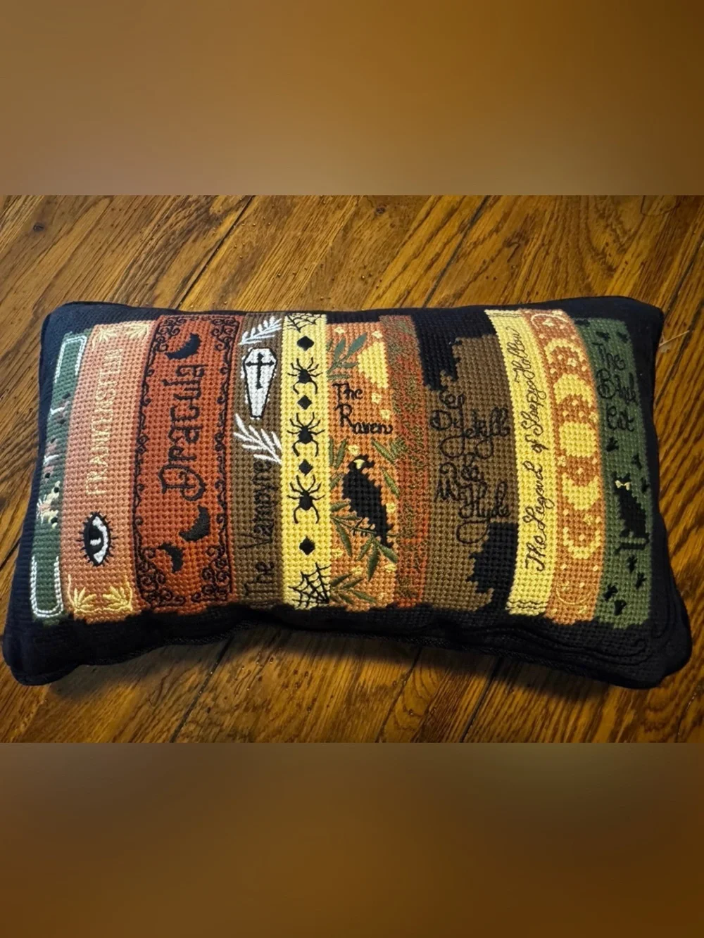 Cupcakes & Cashmere Embroidered Halloween Horror Novel Books Throw Pillow